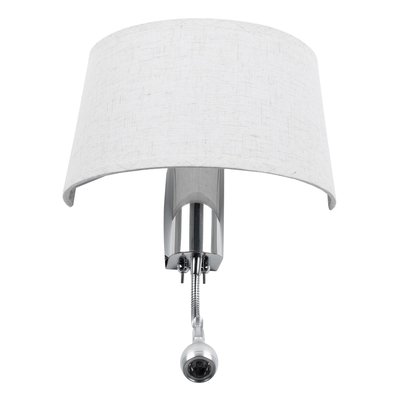 GLOBOSTAR® ELEGANT 01493 Μοντέρνο Φωτιστικό Τοίχου - Απλίκα Ξενοδοχείου Reading Light με Ντουί 1 x E27 LED 3W 360lm 36° AC 220-240V IP20 Θερμό Λευκό 2700K - Bridgelux COB Chip - Ασημί & Λευκό - Μ26.5 x Π15 x Υ43cm - 2 Χρόνια Εγγύηση
