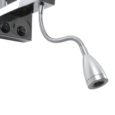 GLOBOSTAR® ELEGANT 01495 Μοντέρνο Φωτιστικό Τοίχου - Απλίκα Ξενοδοχείου Reading Light με Ντουί 1 x E27 LED 3W 360lm 36° AC 220-240V IP20 Θερμό Λευκό 2700K - Bridgelux COB Chip - Χρώμιο & Λευκό - Μ17 x Π21 x Υ43cm - 2 Χρόνια Εγγύηση