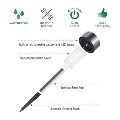 GLOBOSTAR® SOLARDECOR 71521 Διακοσμητικό Φωτιστικό με Βάση Κήπου / Καρφωτό LED 1W 40lm 180° DC 5V με Φωτοβολταϊκό Panel 5V 0.1W & Επαναφορτιζόμενη Μπαταρία Li-ion 3.2V 600mAh Αδιάβροχο IP65 Θερμό Λευκό 2700K - Μ4.7 x Π4.7 x Υ19.5cm - 2 Χρόνια Εγγύηση
