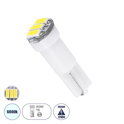 GLOBOSTAR® T5 81036 Λάμπα T5 LED 1W 100lm 120° DC 12V IP20 Ψυχρό Λευκό 6000K - 3 x Epistar SMD4014 Chip - Μ0.6 x Π0.6 x Υ1.8cm - 1 Χρόνο Εγγύηση