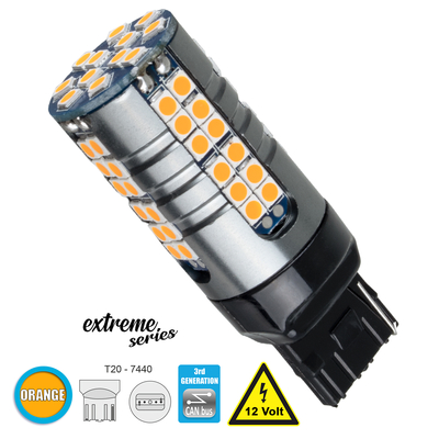 GLOBOSTAR® W21W-T20 81162 Λάμπα W21W T20 7440 CANbus LED 19W 2100lm 360° DC 12V IP20 Πορτοκαλί - 66 x Epistar SMD3030 Chip - Μ2.1 x Π2.1 x Υ5.8cm - 1 Χρόνο Εγγύηση