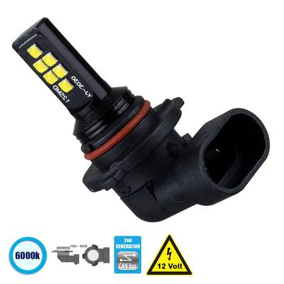 GLOBOSTAR® HB4-9006 81454 Λάμπα HB4 9006 CANbus LED 8W 1200lm 360° DC 12V IP20 Ψυχρό Λευκό 6000K - 12 x Epistar SMD3030 Chip - Μ3.9 x Π3.1 x Υ5.1cm - 1 Χρόνο Εγγύηση