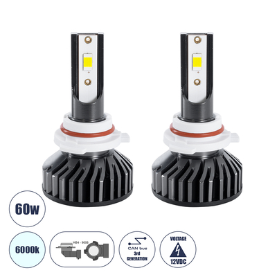 GLOBOSTAR® LEDKITF2 82030 Λάμπα HB4 9006 CANbus LED 30W/60W 3500lm/7000lm 360° DC 12-24V Αδιάβροχο IP65 Ψυχρό Λευκό 6000K - CREE COB Chip - Μ4 x Π4 x Υ6.6cm - Πακέτο 2 Τεμαχίων - 2 Χρόνια Εγγύηση