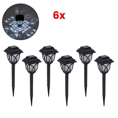 GloboStar® 85703 ΣΕΤ 6 Τεμαχίων Αυτόνομα Ηλιακά Φωτιστικά LED SMD 1W 100lm με Ενσωματωμένη Μπαταρία 600mAh - Φωτοβολταϊκό Πάνελ με Αισθητήρα Ημέρας-Νύχτας Αδιάβροχο IP65 Φανάρι Κήπου Τετράγωνο Ψυχρό Λευκό 6000K