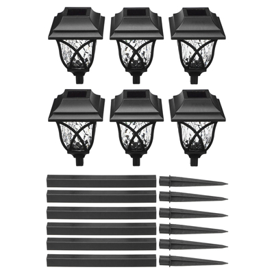 GloboStar® 85703 ΣΕΤ 6 Τεμαχίων Αυτόνομα Ηλιακά Φωτιστικά LED SMD 1W 100lm με Ενσωματωμένη Μπαταρία 600mAh - Φωτοβολταϊκό Πάνελ με Αισθητήρα Ημέρας-Νύχτας Αδιάβροχο IP65 Φανάρι Κήπου Τετράγωνο Ψυχρό Λευκό 6000K