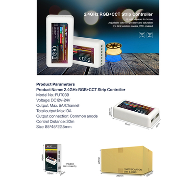 GLOBOSTAR® MiBOXER-FUT039 73433 Δέκτης Dimmer / Controller με 5 x 6A 144W Κανάλια DC 12-24V 10A 240W Max IP20 - RF2.4Ghz Group Zone - Μ8.5 x Π4.5 x Υ2.2cm - 5 Χρόνια Εγγύηση