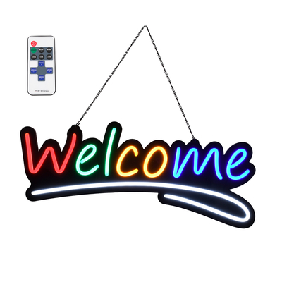 GloboStar® 85861 Φωτιστικό Ταμπέλα Φωτεινή Επιγραφή NEON LED Σήμανσης Animated WELCOME 30W AC 230V με Διακόπτη On/Off και Ασύρματο Χειριστήριο IR Κόκκινο - Πράσινο - Κίτρινο - Μπλε - Λευκό