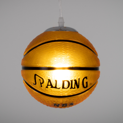 GLOBOSTAR® SPALDING NBA 00645 Παιδικό Κρεμαστό Φωτιστικό Οροφής με Ντουί 1 x E27 AC 220-240V IP20 - Πορτοκαλί & Μαύρο - Μ18 x Π18 x Υ18cm
