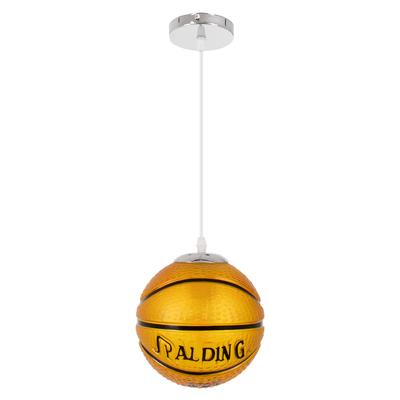 GLOBOSTAR® SPALDING NBA 00645 Παιδικό Κρεμαστό Φωτιστικό Οροφής με Ντουί 1 x E27 AC 220-240V IP20 - Πορτοκαλί & Μαύρο - Μ18 x Π18 x Υ18cm
