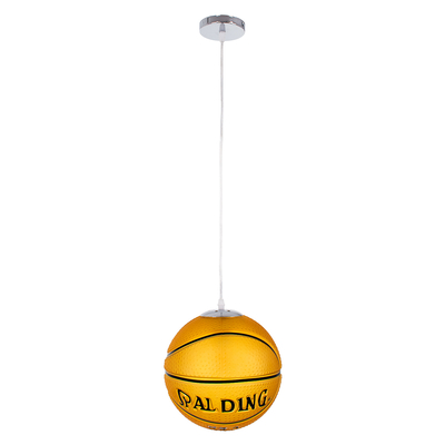 GLOBOSTAR® SPALDING NBA 00649 Παιδικό Κρεμαστό Φωτιστικό Οροφής με Ντουί 1 x E27 AC 220-240V IP20 - Πορτοκαλί & Μαύρο - Μ25 x Π25 x Υ25cm