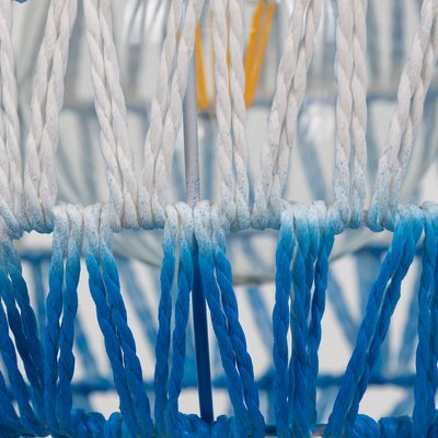 GLOBOSTAR® SANTOR 00728 Boho Κρεμαστό Φωτιστικό Οροφής με Ντουί 1 x E27 AC 220-240V IP20 - Λευκό & Μπλε - Μ30 x Π30 x Υ30cm