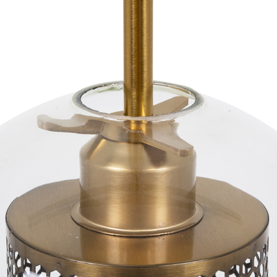 GLOBOSTAR® AVERY 00739 Μοντέρνο Κρεμαστό Φωτιστικό Οροφής με Ντουί 1 x E27 AC 220-240V IP20 - Διάφανο & Χρυσό - Μ18 x Π18 x Υ38cm