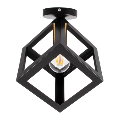 GLOBOSTAR® CUBE 00799 Μοντέρνο Φωτιστικό Οροφής με Ντουί 1 x E27 AC 220-240V IP20 - Μαύρο & Χρυσό - Μ25 x Π25 x Υ25cm