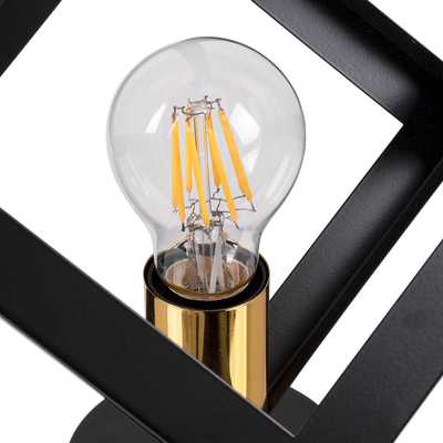 GLOBOSTAR® CUBE 00799 Μοντέρνο Φωτιστικό Οροφής με Ντουί 1 x E27 AC 220-240V IP20 - Μαύρο & Χρυσό - Μ25 x Π25 x Υ25cm