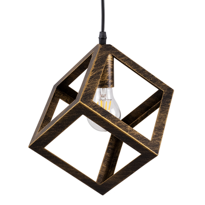 GLOBOSTAR® CUBE 00803 Μοντέρνο Κρεμαστό Φωτιστικό Οροφής με Ντουί 1 x E27 AC 220-240V IP20 - Χάλκινο Εφέ Σκουριάς - Μ25 x Π25 x Υ25cm