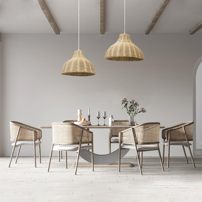 GLOBOSTAR® MAYOTTE 00724 Boho Κρεμαστό Φωτιστικό Οροφής με Ντουί 1 x E27 AC 220-240V IP20 - Μπεζ - Μ40 x Π40 x Υ28cm