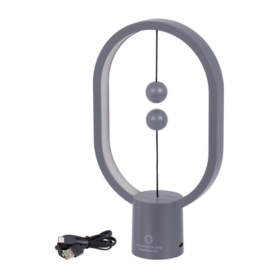 GloboStar® 76545 Επιτραπέζιο Φωτιστικό Πορτατίφ LED 15W 1500lm 360° DC 5V IP20 Θερμό Λευκό 2700K Γκρι & Λευκό Πλαστικό - Μ14 x Π5.5 x Υ24.8cm - 2 Xρόνια Εγγύηση