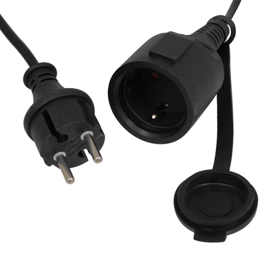 GLOBOSTAR® E27GARLAND 78985 Μοντέρνο Φωτιστικό Κήπου Γιρλάντα 20m με Ντουί 15 x E27 & Πρίζα Schuko Επεκτεινόμενη 90° AC 220-240V IP65 - Μαύρο - Μ1500 x Π127 x Υ16cm