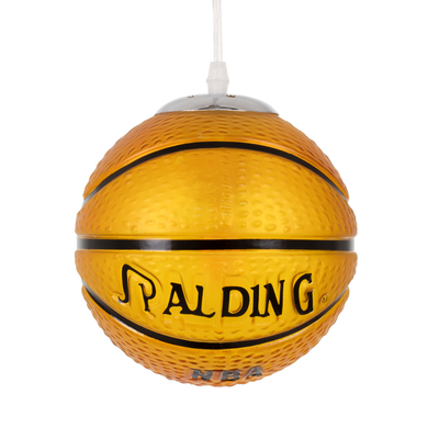 GLOBOSTAR® SPALDING NBA 00645 Παιδικό Κρεμαστό Φωτιστικό Οροφής με Ντουί 1 x E27 AC 220-240V IP20 - Πορτοκαλί & Μαύρο - Μ18 x Π18 x Υ18cm