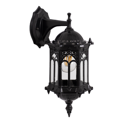 GLOBOSTAR® DARCY 00657 Vintage Φωτιστικό Τοίχου - Απλίκα με Ντουί 1 x E27 AC 220-240V IP20 - Μαύρο - Μ15.5 x Π15.5 x Υ34.5cm