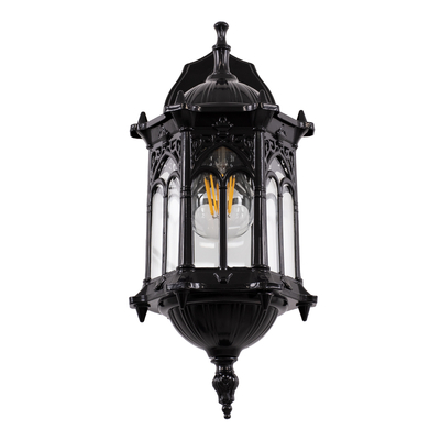 GLOBOSTAR® DARCY 00657 Vintage Φωτιστικό Τοίχου - Απλίκα με Ντουί 1 x E27 AC 220-240V IP20 - Μαύρο - Μ15.5 x Π15.5 x Υ34.5cm