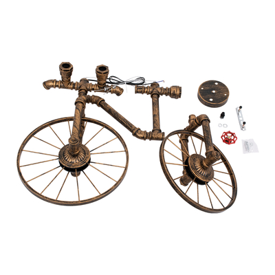 GLOBOSTAR® SWIFTWALKER 00660 Vintage Κρεμαστό Φωτιστικό Οροφής με Ντουί 3 x E27 AC 220-240V IP20 - Χάλκινο & Κόκκινο - Μ85 x Π29.5 x Υ55cm