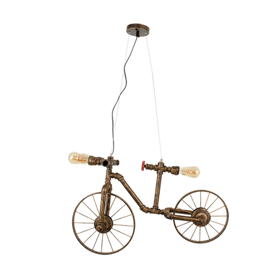 GLOBOSTAR® SWIFTWALKER 00660 Vintage Κρεμαστό Φωτιστικό Οροφής με Ντουί 3 x E27 AC 220-240V IP20 - Χάλκινο & Κόκκινο - Μ85 x Π29.5 x Υ55cm