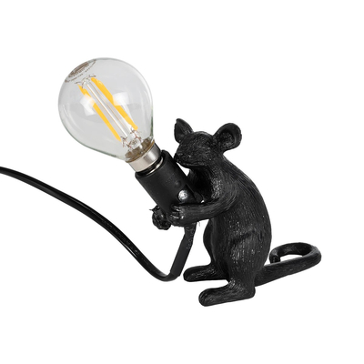 GLOBOSTAR® MOUSE 00678 Vintage Επιτραπέζιο Φωτιστικό Πορτατίφ με Ντουί 1 x E27 AC 220-240V IP20 - Μαύρο - Μ12 x Π4 x Υ10cm