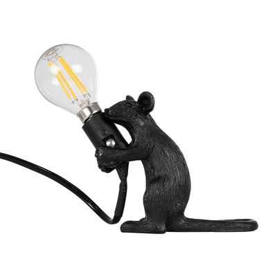 GLOBOSTAR® MOUSE 00678 Vintage Επιτραπέζιο Φωτιστικό Πορτατίφ με Ντουί 1 x E27 AC 220-240V IP20 - Μαύρο - Μ12 x Π4 x Υ10cm