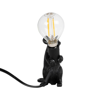 GLOBOSTAR® MOUSE 00678 Vintage Επιτραπέζιο Φωτιστικό Πορτατίφ με Ντουί 1 x E27 AC 220-240V IP20 - Μαύρο - Μ12 x Π4 x Υ10cm