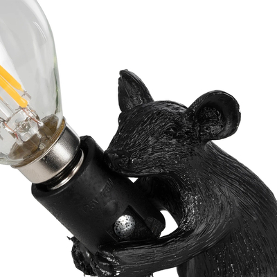 GLOBOSTAR® MOUSE 00678 Vintage Επιτραπέζιο Φωτιστικό Πορτατίφ με Ντουί 1 x E27 AC 220-240V IP20 - Μαύρο - Μ12 x Π4 x Υ10cm