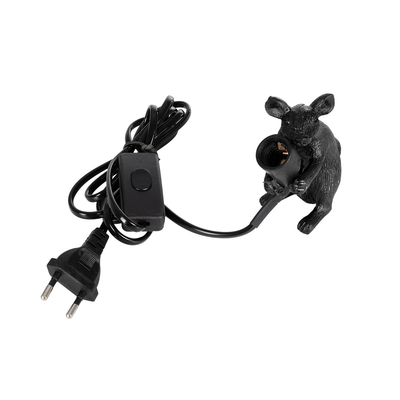 GLOBOSTAR® MOUSE 00678 Vintage Επιτραπέζιο Φωτιστικό Πορτατίφ με Ντουί 1 x E27 AC 220-240V IP20 - Μαύρο - Μ12 x Π4 x Υ10cm