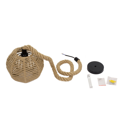 GLOBOSTAR® MANDALA 00730 Boho Κρεμαστό Φωτιστικό Οροφής με Ντουί 1 x E27 AC 220-240V IP20 - Μπεζ - Μ20 x Π20 x Υ20cm