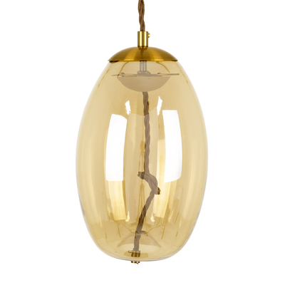 GLOBOSTAR® ΑΧΤΟΝ 00754 Μοντέρνο Κρεμαστό Φωτιστικό Οροφής LED 7W 500lm 180° AC 220-240V IP20 Θερμό Λευκό 2700K - Sanan SMD Chip - Μελί & Χρυσό - Μ17 x Π17 x Υ18cm - 2 Χρόνια Εγγύηση