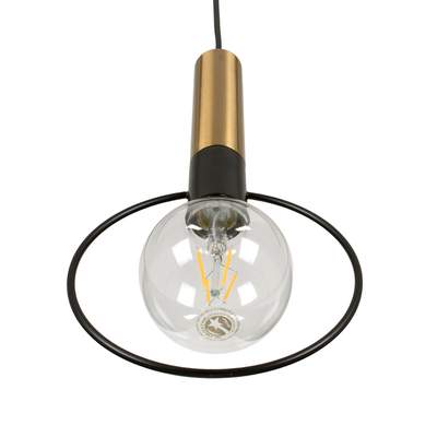 GLOBOSTAR® OLVERO 00772 Μοντέρνο Κρεμαστό Φωτιστικό Οροφής με Ντουί 1 x E27 AC 220-240V IP20 - Μαύρο & Χρυσό - Μ18 x Π4 x Y38cm