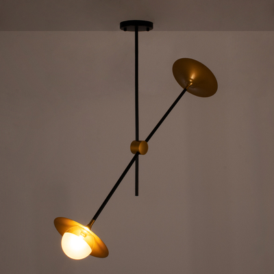 GLOBOSTAR® JOLIET 00778 Μοντέρνο Φωτιστικό Οροφής με Ντουί 2 x G9 AC 220-240V IP20 - Μαύρο & Χρυσό - Μ93 x Π20 x Υ100cm