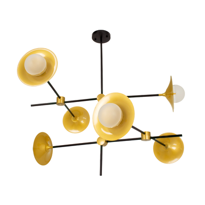 GLOBOSTAR® JOLIET 00780 Μοντέρνο Φωτιστικό Οροφής με Ντουί 6 x G9 AC 220-240V IP20 - Μαύρο & Χρυσό - Μ93 x Π93 x Υ87cm