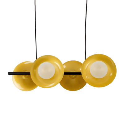 GLOBOSTAR® JOLIET 00782 Μοντέρνο Κρεμαστό Φωτιστικό Οροφής με Ντουί 4 x G9 AC 220-240V IP20 - Μαύρο & Χρυσό - Μ65 x Π28 x Υ20cm