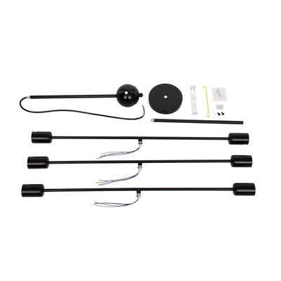 GLOBOSTAR® ZANE 00784 Μοντέρνο Φωτιστικό Οροφής με Ντουί 6 x E27 AC 220-240V IP20 - Μαύρο - Μ70 x Π70 x Υ100cm