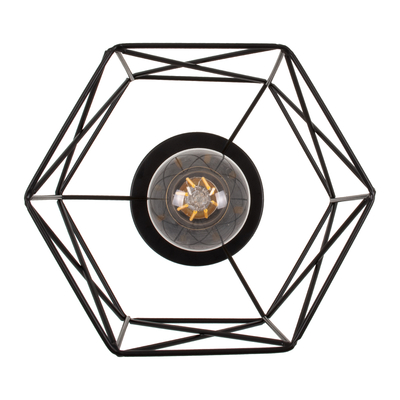 GLOBOSTAR® TRON 00792 Μοντέρνο Φωτιστικό Οροφής με Ντουί 1 x E27 AC 220-240V IP20 - Μαύρο & Χρυσό - Μ18 x Π18 x Υ19.5cm