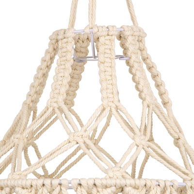 GloboStar® 36201 MOROCCO Boho Καπέλο Φωτιστικού- Μακραμέ Πλεκτό Χειροποίητο Μπεζ Βαμβακερό Νήμα - Μ30 x Π30  x Υ70cm