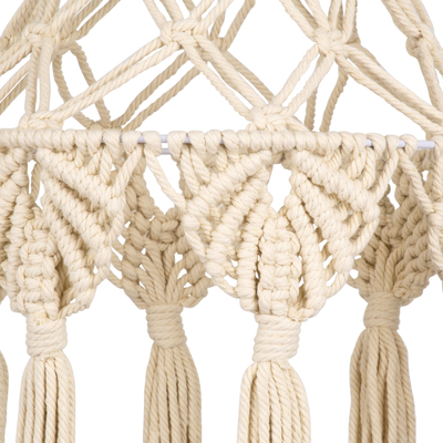 GloboStar® 36201 MOROCCO Boho Καπέλο Φωτιστικού- Μακραμέ Πλεκτό Χειροποίητο Μπεζ Βαμβακερό Νήμα - Μ30 x Π30  x Υ70cm