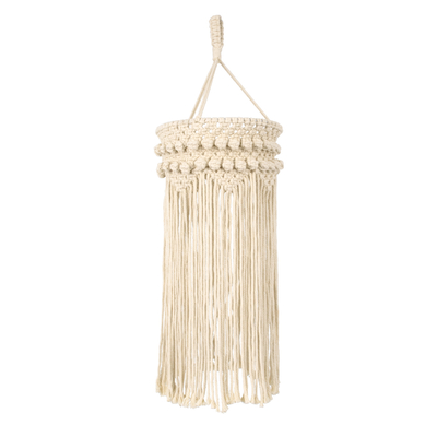 GloboStar® 36205 UGANDA Boho Καπέλο Φωτιστικού- Μακραμέ Πλεκτό Χειροποίητο Μπεζ Βαμβακερό Νήμα - Μ25 x Π25  x Υ70cm