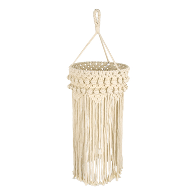 GloboStar® 36205 UGANDA Boho Καπέλο Φωτιστικού- Μακραμέ Πλεκτό Χειροποίητο Μπεζ Βαμβακερό Νήμα - Μ25 x Π25  x Υ70cm