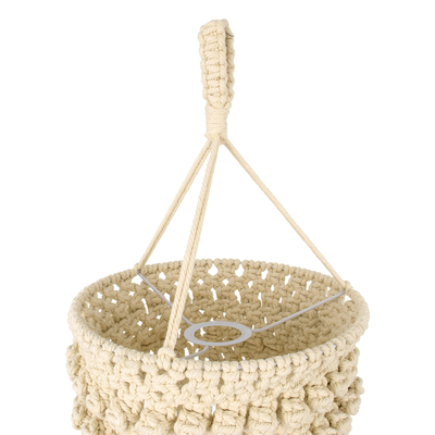 GloboStar® 36205 UGANDA Boho Καπέλο Φωτιστικού- Μακραμέ Πλεκτό Χειροποίητο Μπεζ Βαμβακερό Νήμα - Μ25 x Π25  x Υ70cm