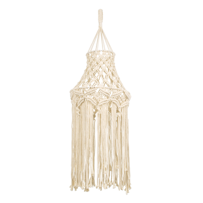 GloboStar® 36209 SOMALIA Boho Καπέλο Φωτιστικού Μακραμέ Πλεκτό Χειροποίητο Μπεζ Βαμβακερό Νήμα - Μ30 x Π30  x Υ90cm