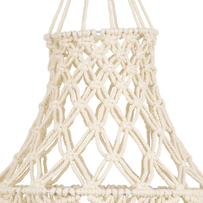 GloboStar® 36209 SOMALIA Boho Καπέλο Φωτιστικού Μακραμέ Πλεκτό Χειροποίητο Μπεζ Βαμβακερό Νήμα - Μ30 x Π30  x Υ90cm