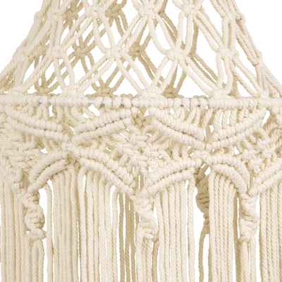 GloboStar® 36209 SOMALIA Boho Καπέλο Φωτιστικού Μακραμέ Πλεκτό Χειροποίητο Μπεζ Βαμβακερό Νήμα - Μ30 x Π30  x Υ90cm