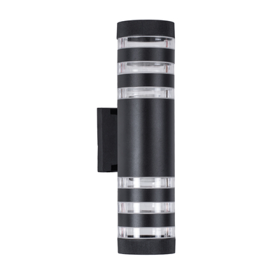 GLOBOSTAR® ORION 77883 Μοντέρνο Φωτιστικό Τοίχου - Απλίκα με Ντουί 2 x GU10 AC 220-240V Αδιάβροχο IP65 - Μαύρο Ματ - Μ9 x Π15 x Υ35.5cm