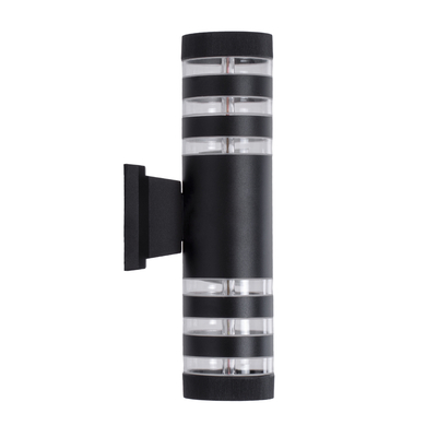 GLOBOSTAR® ORION 77883 Μοντέρνο Φωτιστικό Τοίχου - Απλίκα με Ντουί 2 x GU10 AC 220-240V Αδιάβροχο IP65 - Μαύρο Ματ - Μ9 x Π15 x Υ35.5cm